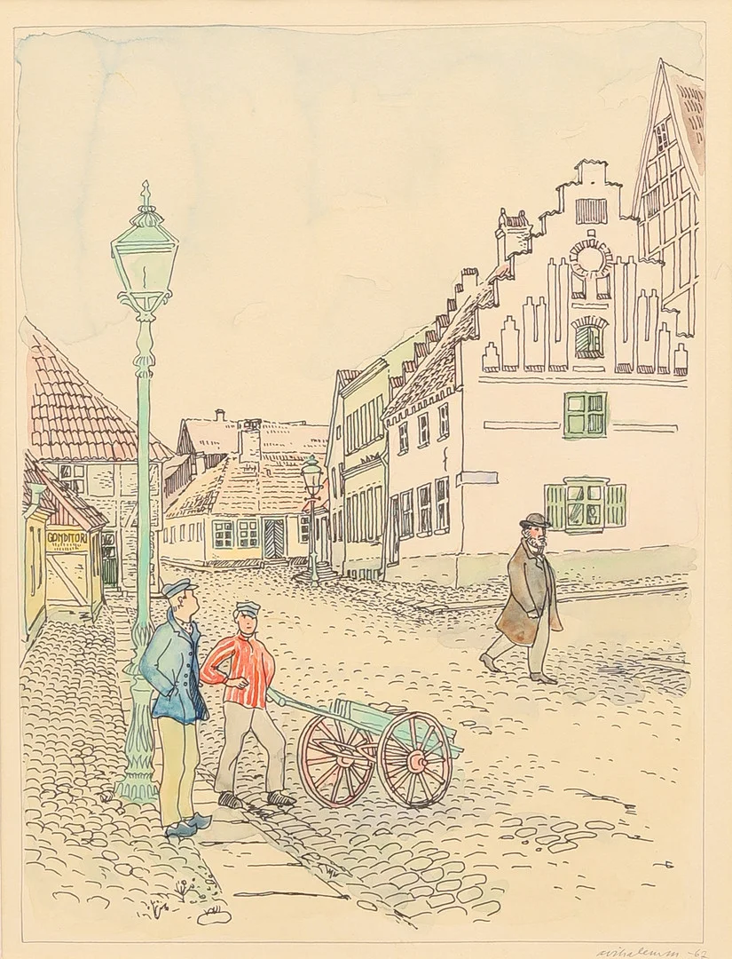 ARNO VIHALEMM (ESTLAND 1911-1990). Motiv från Ystad, blandteknik, signerad och daterad -67. — Other — Crafoord Auktioner Malmö