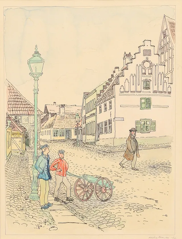 ARNO VIHALEMM (ESTLAND 1911-1990). Motiv från Ystad, blandteknik, signerad och daterad -67.