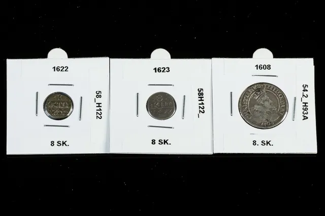 Danmark: Christian IV 1588-1648 - 3 stk 8 skillings mønter (3)