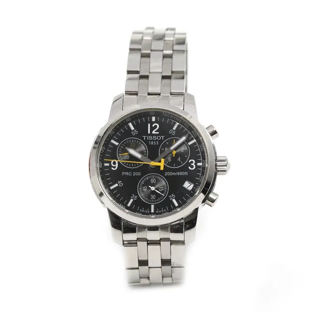 PRC 200 of steel, ref. T 461. Quartz movement with chronograph and date indication, cal. Serie nr. 10JA1074609. Steel bracelet. Circumference approximately 22 cm. Ø 40 mm.