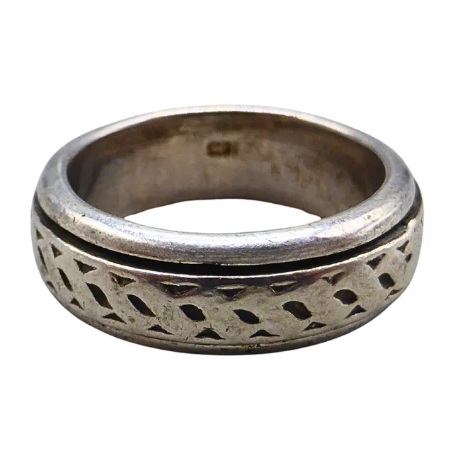 RING AUS 925ER SILBER MIT DREHBAREM ELEMENT UND MUSTER.
