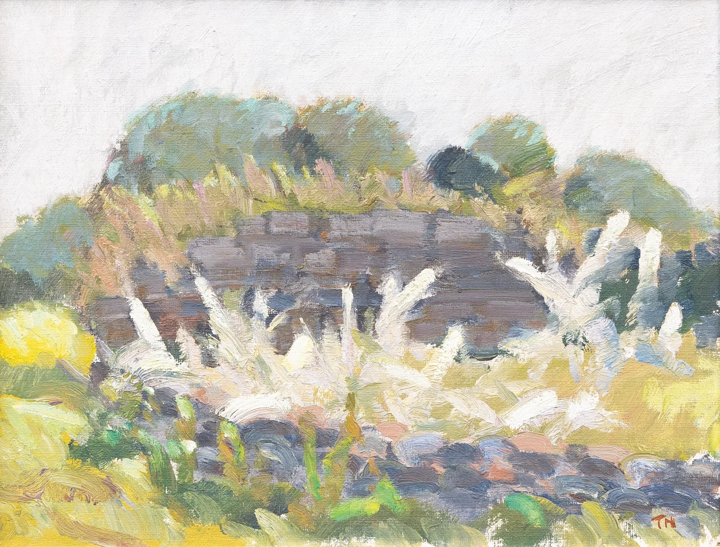 TAGE NILSSON. "Blommande slånbär, Öland", olja på pannå, signerad. — Paintings — Garpenhus Auktioner
