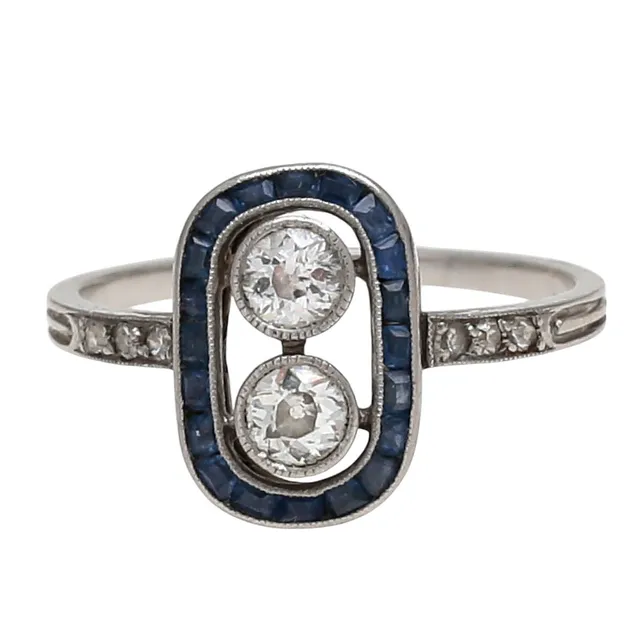 Art Deco diamonds and sapphires ring, circa 1925.