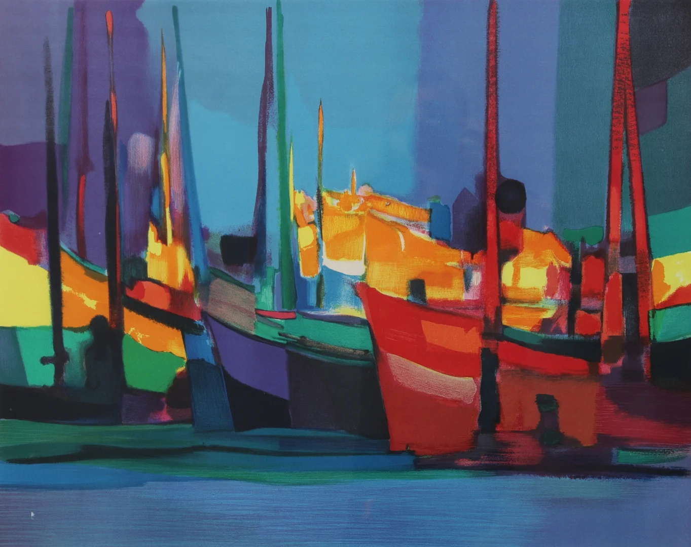 MARCEL MOULY. "Camara de Lobos". Färglitografi, signerad och numrerad 15/25. — Engravings & Prints — Växjö Auktionskammare