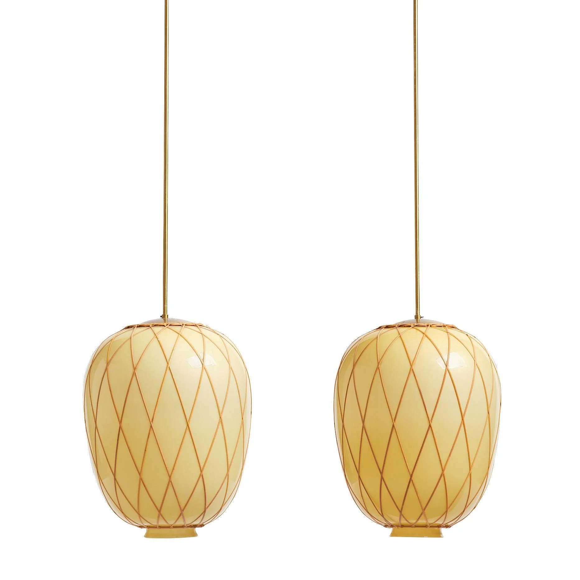 Harald Notini, taklampor, ett par, modell "11555", Arvid Böhlmarks Lampfabrik, Stockholm, 1940-tal. — Bukowskis
