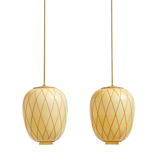 Harald Notini, taklampor, ett par, modell "11555", Arvid Böhlmarks Lampfabrik, Stockholm, 1940-tal.