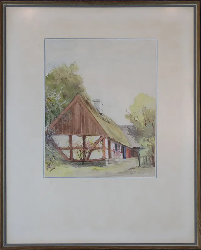 BROR TELLSTRÖM. Akvarell, "Gammelstuga från Svedberga" signerad.