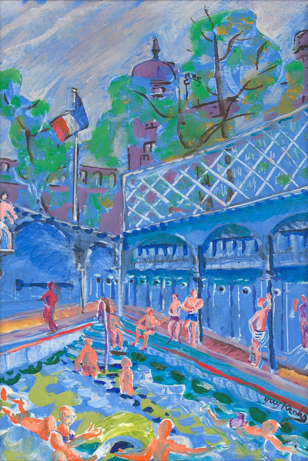 Krohg, Guy — "Folkebad, Paris" 1994 — Kunst/Maleri — Blomqvist
