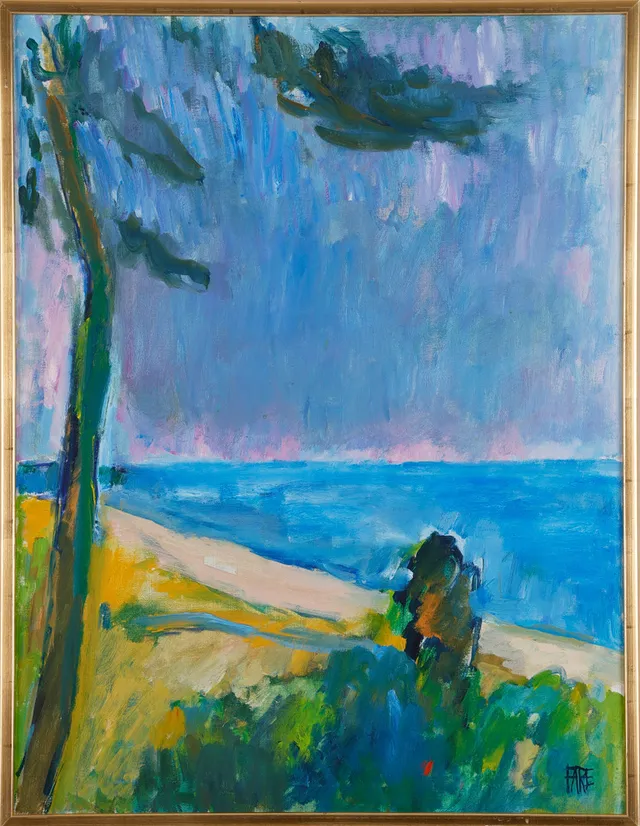LEOPOLD FARE. Österlen, ovädret Karakås, oljemålning på duk, signerad FARE.