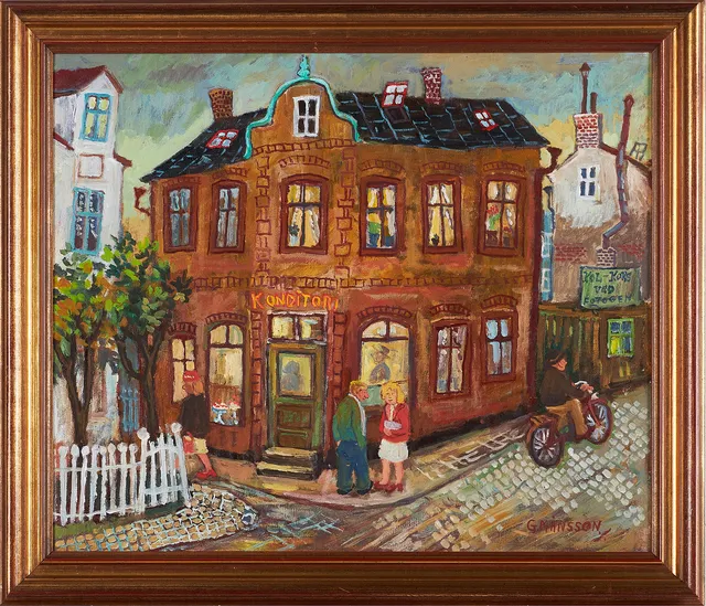 GÖSTA MÅNSSON (1924-2009). "Gata i skymning", olja på duk, signerad G. Månsson.
