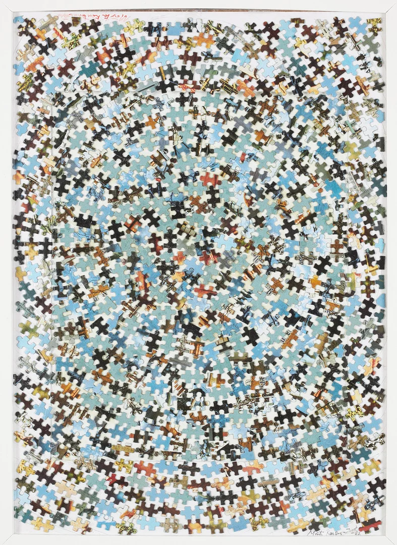 MÄRTA REUTERSWÄRD. "The puzzle of life", pannå med applikation i form av pusselbitar, signerad. — Other — Stockholms Auktionsverk Sickla