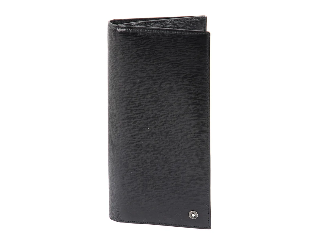 PLÅNBOK, MONTBLANC, svart läder, 6st konto kortsfack, mynt, sedel, 9x18cm. — Accessoarer/Plånböcker — Kaplans