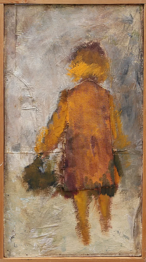 LASSE GÖRANSSON. OLJA/COLLAGE på pannå, signerad, 1900-tal. — Paintings — Kalmar Auktionsverk