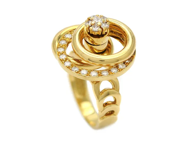 RING, 18K guld, 26 rörelsemekanism, briljantslipade diamanter ca 0,77 ctv, ca TW(G)/VS, stämplad N. Teufel, stl 18 mm, vikt 13,3 g.