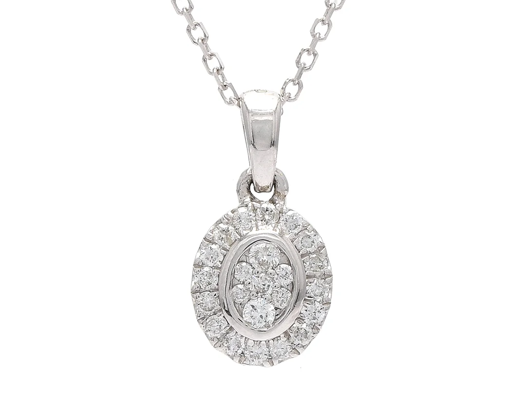 HÄNGE MED KEDJA, 18K vitguld, briljantslipade diamanter ca 0,16 ctv, ca W-Cr(H-J)/P, längd på kedjan 46 cm, vikt 1,9 g. — Smycken/Hänge med kedja — Kaplans