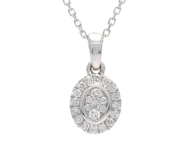 HÄNGE MED KEDJA, 18K vitguld, briljantslipade diamanter ca 0,16 ctv, ca W-Cr(H-J)/P, längd på kedjan 46 cm, vikt 1,9 g.