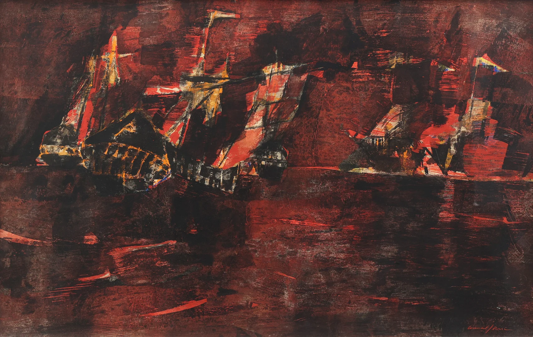LENNART JÖNSSON (1924-2014). Abstrakt komposition, gouache, signerad. — Paintings — Garpenhus Auktioner