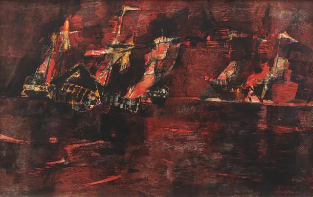 LENNART JÖNSSON (1924-2014). Abstrakt komposition, gouache, signerad.