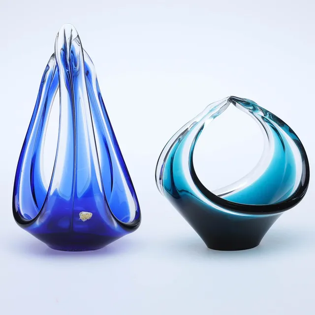 PAUL KEDELV. Skålar, 2 st, glas, "Coquille" Flygsfors.