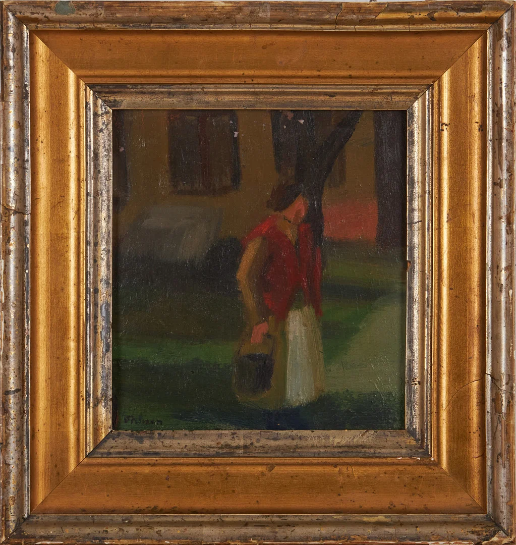 BJÖRN FORSMAN (1917-1990) Kvinna i parklandskap, signerad Forsman. — Paintings — Stockholms Auktionsverk Magasin 5