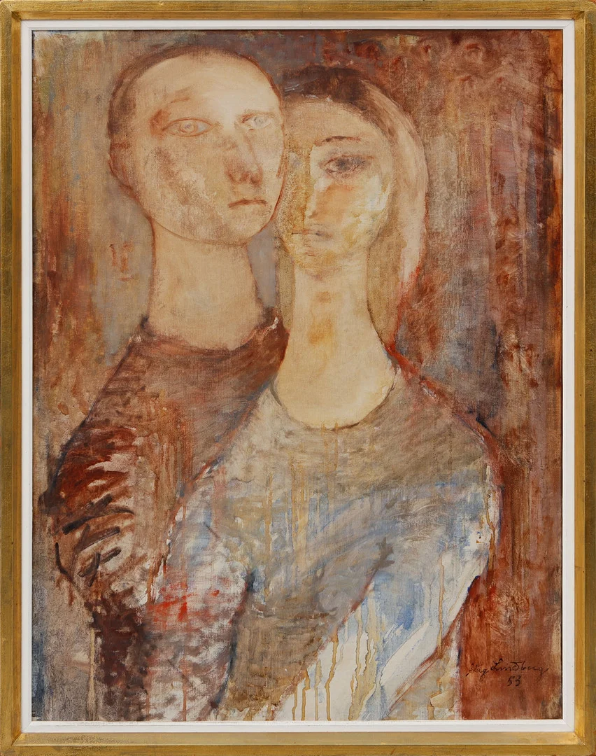 STIG EVERT LINDBERG. Parporträtt, olja på duk, signerad och daterad -53. — Paintings — Göteborgs Auktionsverk