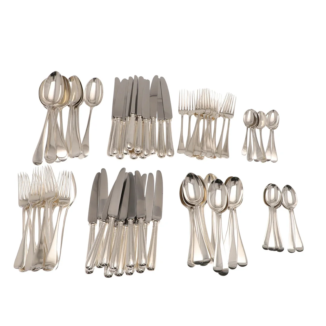 A MIXED TWELVE PLACE SET OF SILVER CUTLERY. — Silver — Lawrences Auctioneers