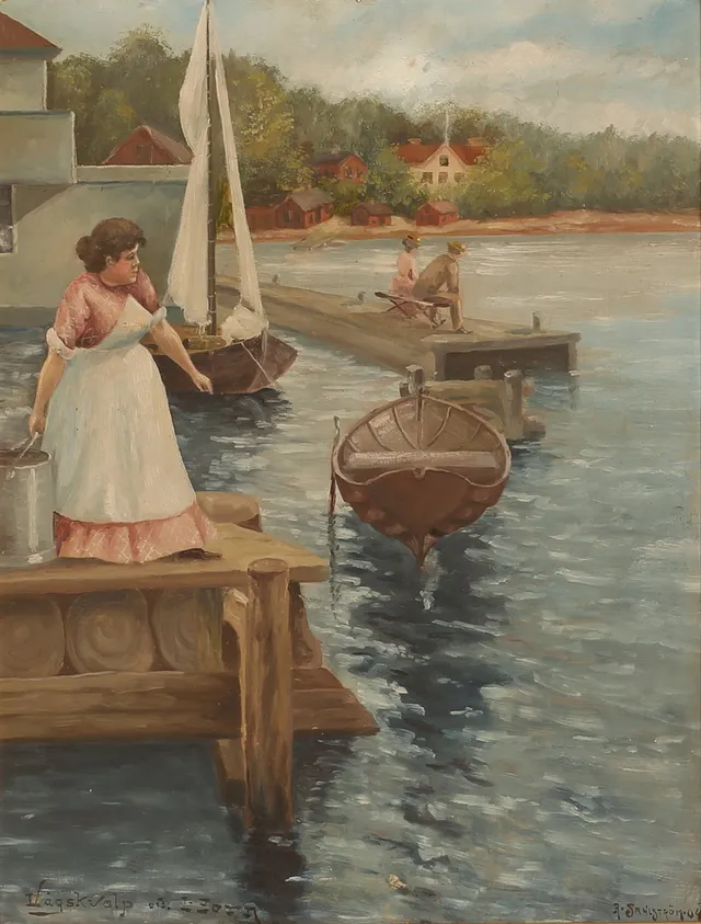 ANNA SAHLSTRÖM. Olja på pannå, signerad.