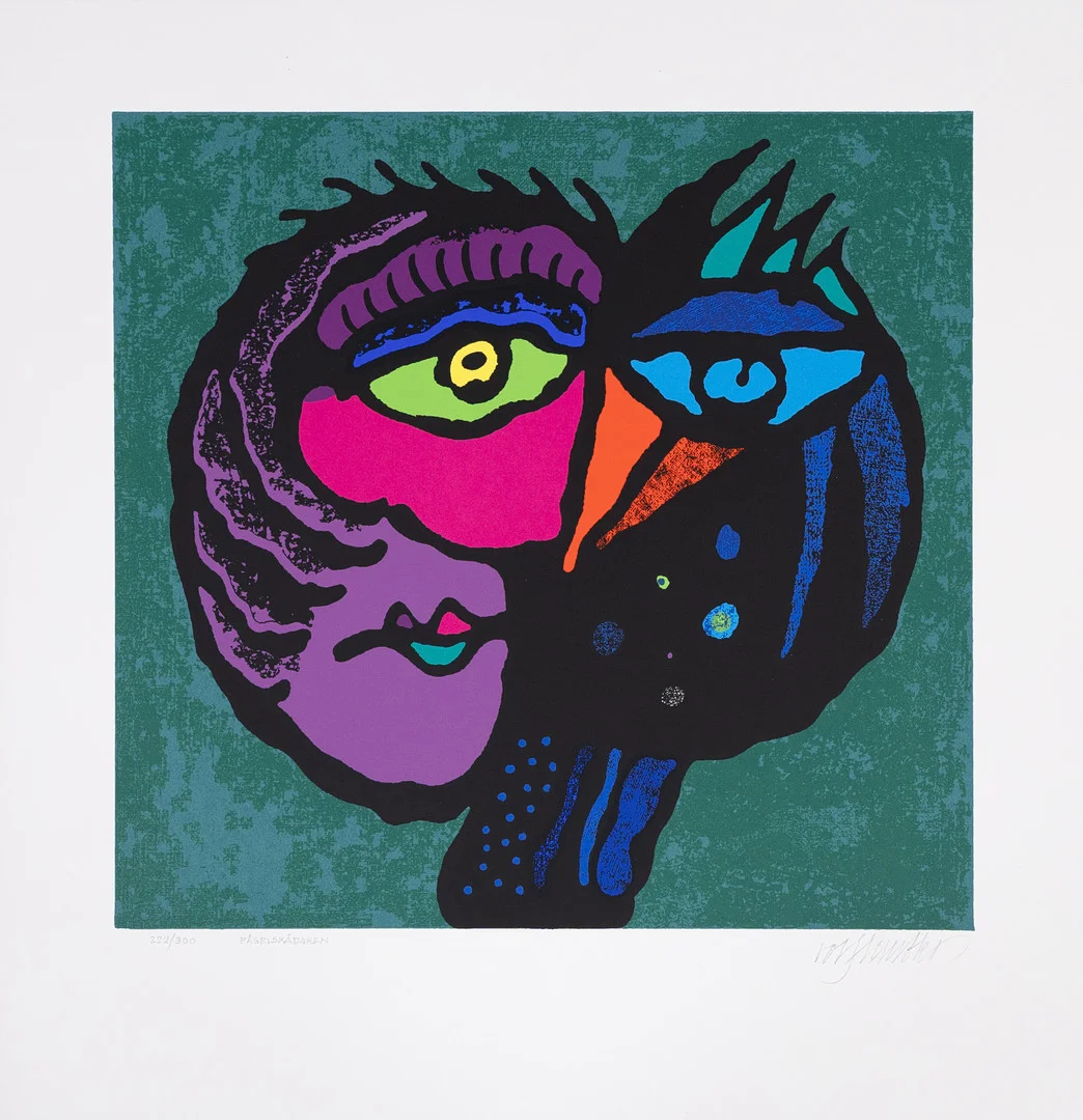 ROLF LEMBKE (FÖDD 1937). "Fågelskådaren", serigrafi nr 222/350, signerad. — Engravings & Prints — Garpenhus Auktioner