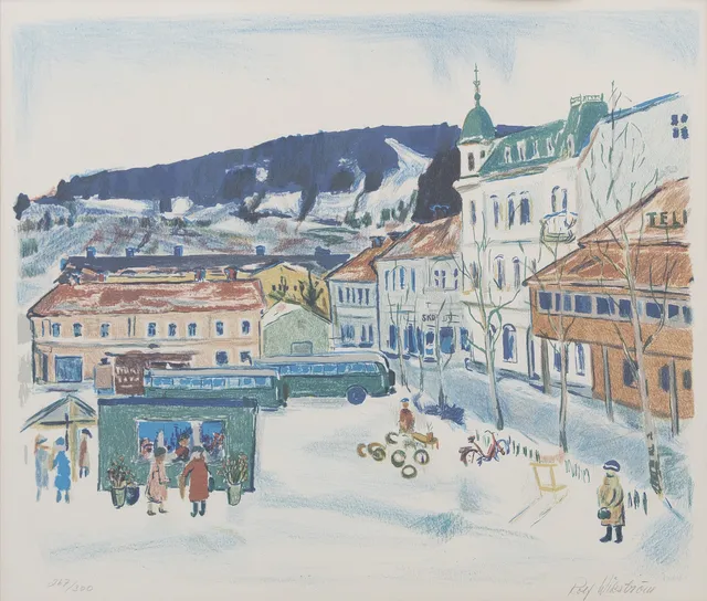 ROLF WIKSTRÖM (1922-2015). Stortorget, Östersund, litografi nr 267/300, signerad.