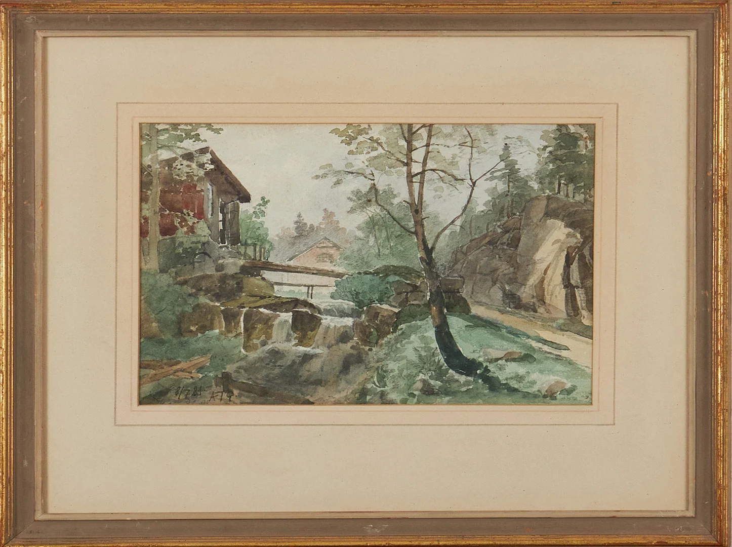 ALBERT THEODOR GELLERSTEDT. "Nacka" akvarell, signerad och daterad 8/7 81 ATG. — Paintings — Stockholms Auktionsverk Magasin 5