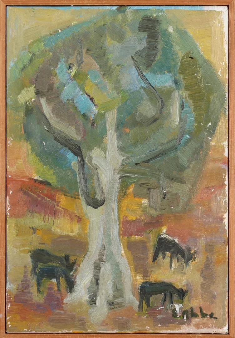 ERICA CABBE. Landskap med djur, olja på duk, signerad. — Paintings — Stadsauktion Sundsvall