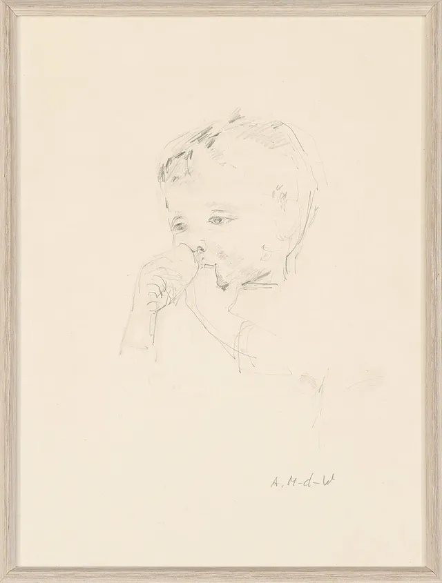 ASTRID MUNTHE DE WOLFE. Blyerts, "barnporträtt" signerad.
