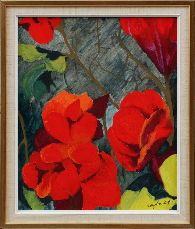 GÖSTA NYDAHL. Blommor, olja på duk, signerad.