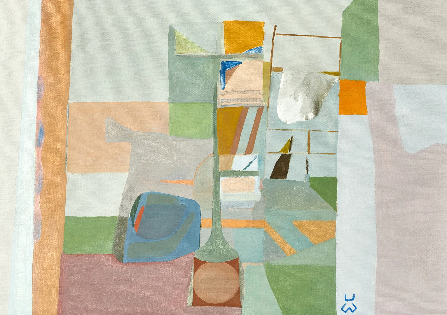 ULF WIKSTRÖM (Sverige, 1916-1981). "Vid badet", monogramsignerad, 1970-tal, olja på duk ställd på pannå. — Paintings — Crafoord Auktioner Stockholm