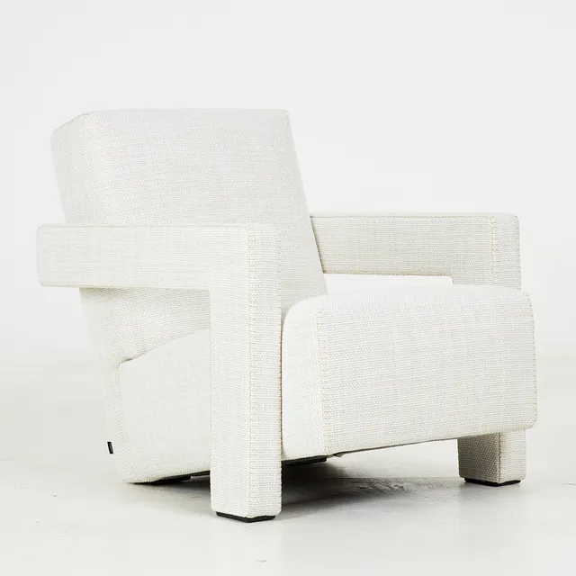 GERRIT RIETVELD. fåtölj, "Utrecht", Cassina, samtida, modellen ursprungligen formgiven 1935, vit textilklädsel.