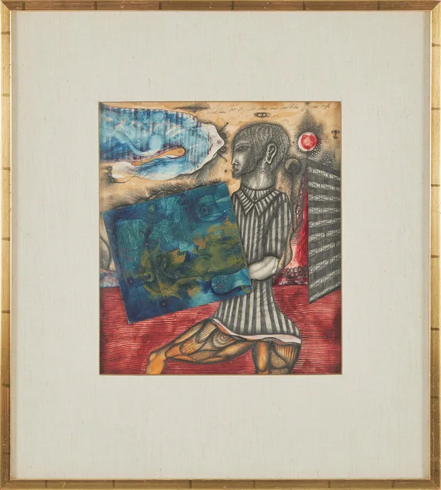 GERALD STEFFE. "Der Maler und sein Bild" blandteknik med akvarell och teckning. Signerad och daterad Stockholm 1964-65.