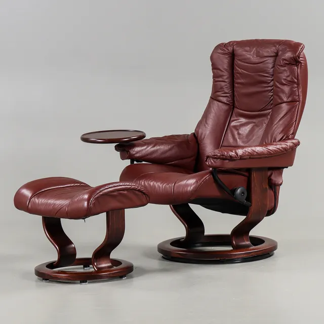 SNURRFÅTÖLJ "Stressless" med fotpall, Ekornes, Norge, 1900-talets andra hälft.