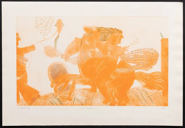 ALEXANDRE FASSIANOS. "Le Retour", färgetsning, signerad och numrerad 11/99.