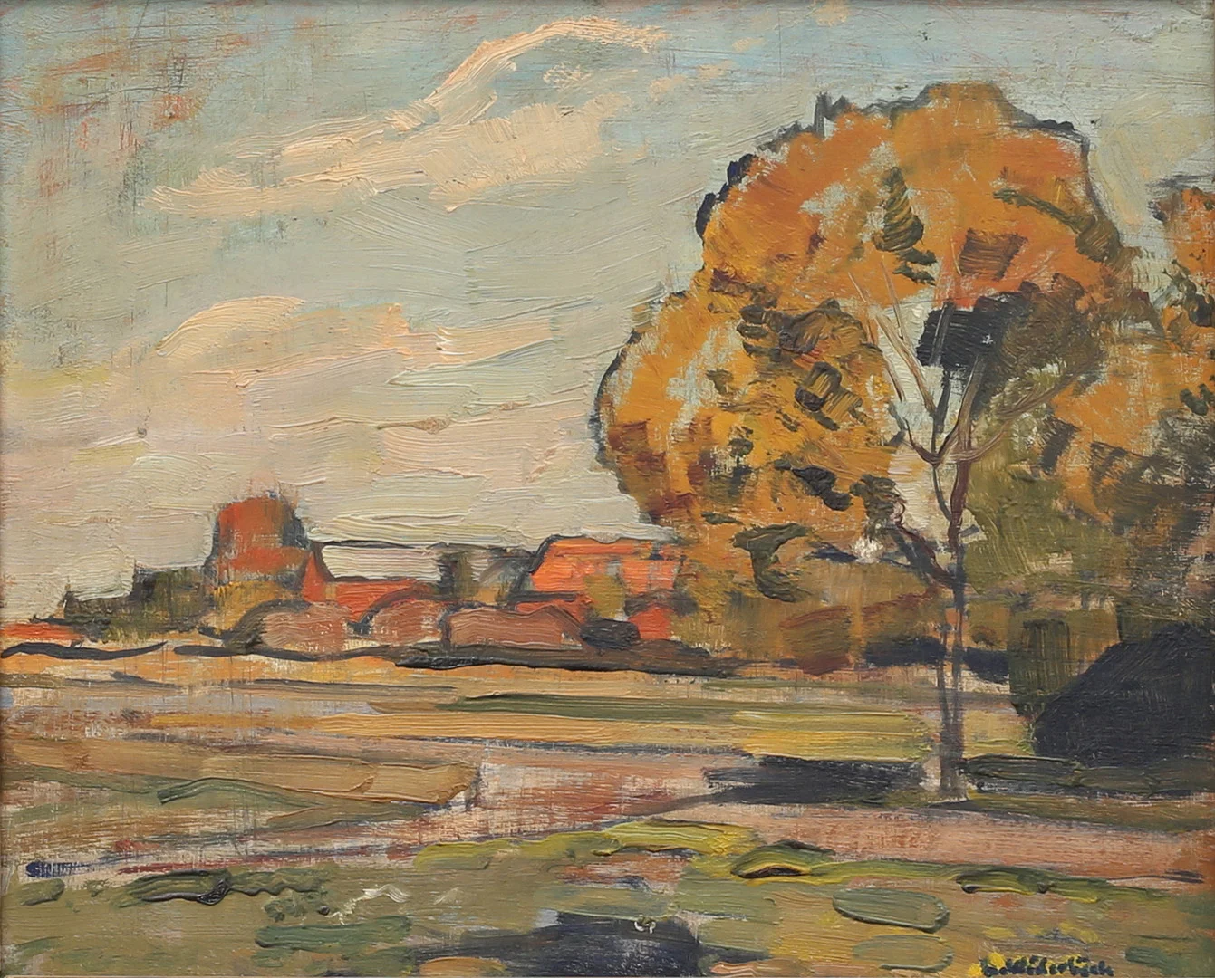 GUSTEN WIDERBÄCK. Landskap, Uppsalatrakten. Olja på pannå, signerad. — Paintings — Auktionshuset Thelin & Johansson