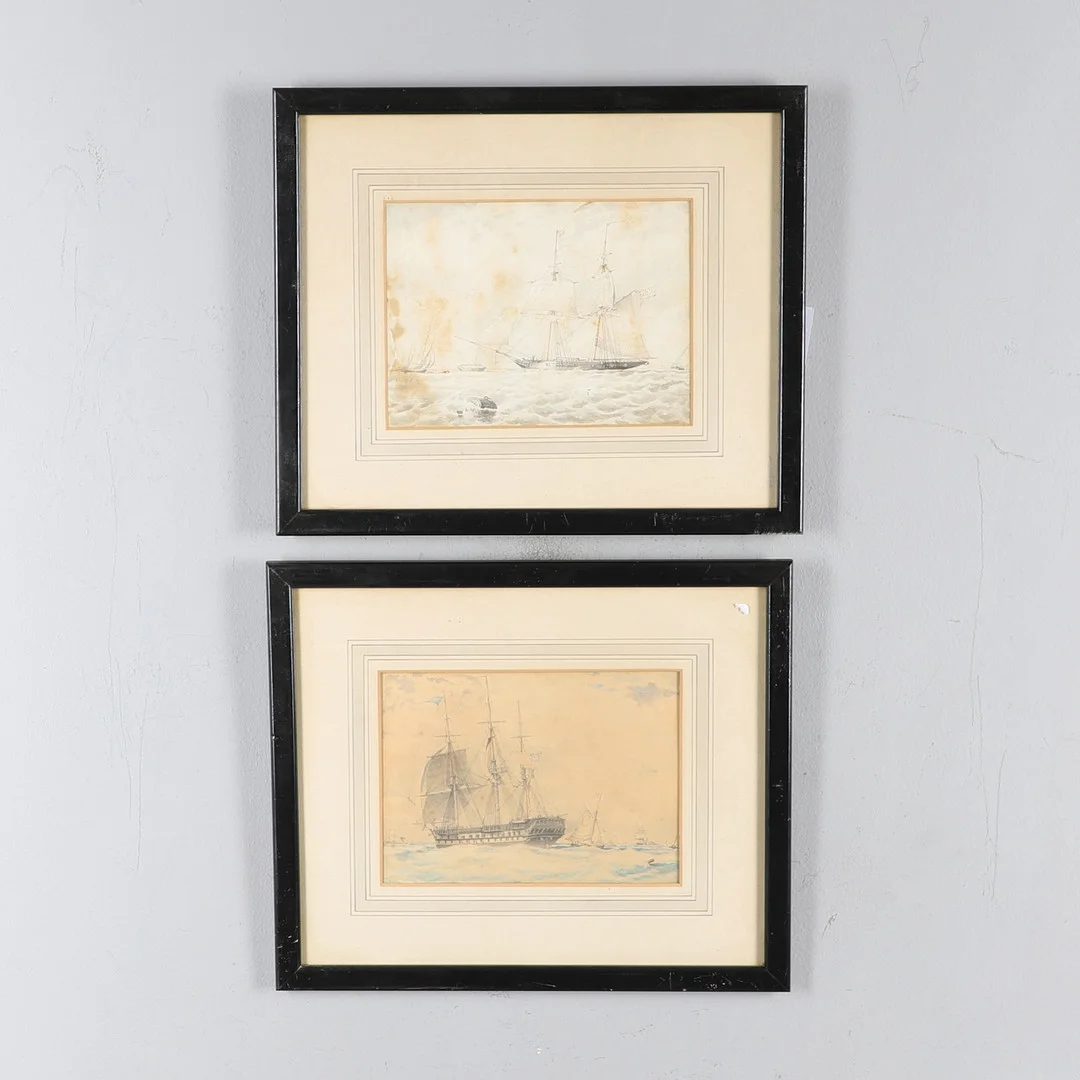 FOLLOWER OF NICHOLAS CONDY (1793-1857). MARINE SCENES: A FRIGATE AND A SCHOONER WITH OTHER VESSELS. — Drawings — Lawrences Auctioneers