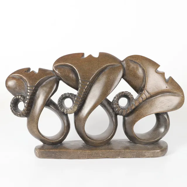 SKULPTUR, 3 elefanter, soapstone, 1900-tal.
