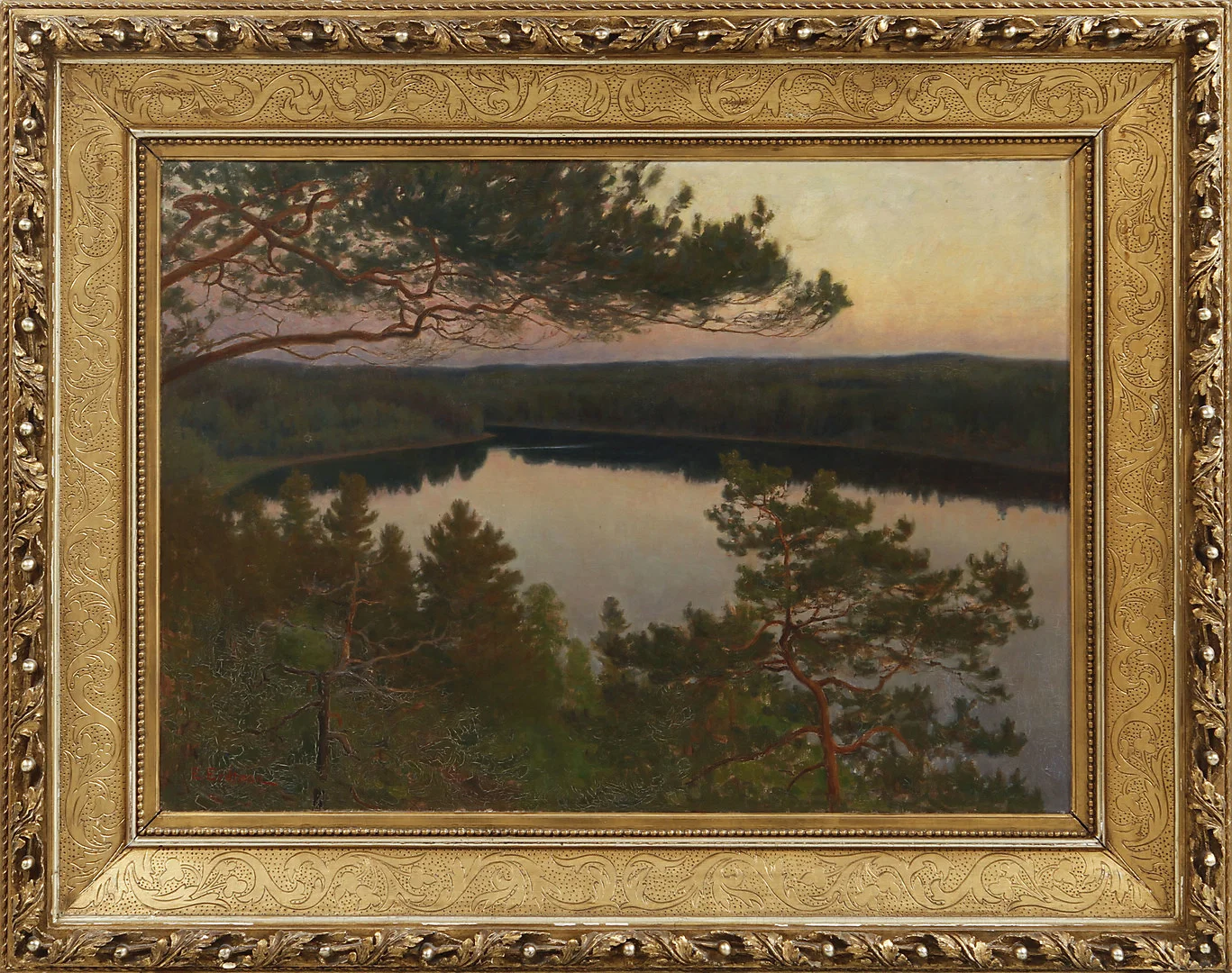 ELIAS ERDTMAN. "Efter solnedgången", olja på duk, signerad. — Paintings — Göteborgs Auktionsverk