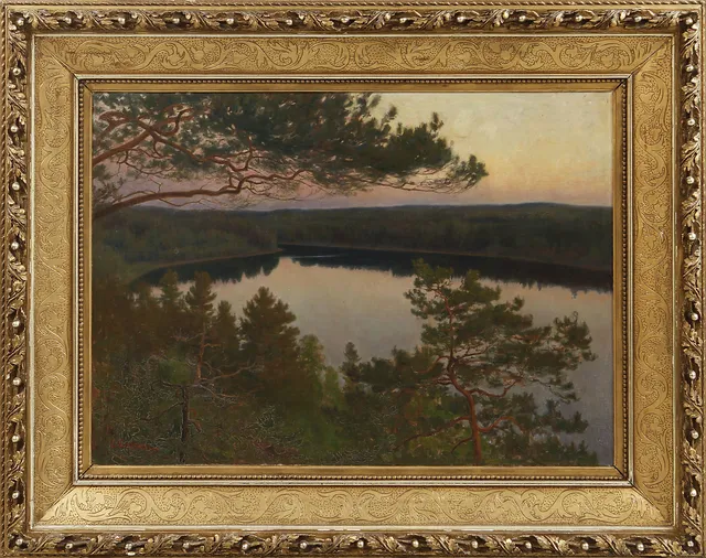 ELIAS ERDTMAN. "Efter solnedgången", olja på duk, signerad.