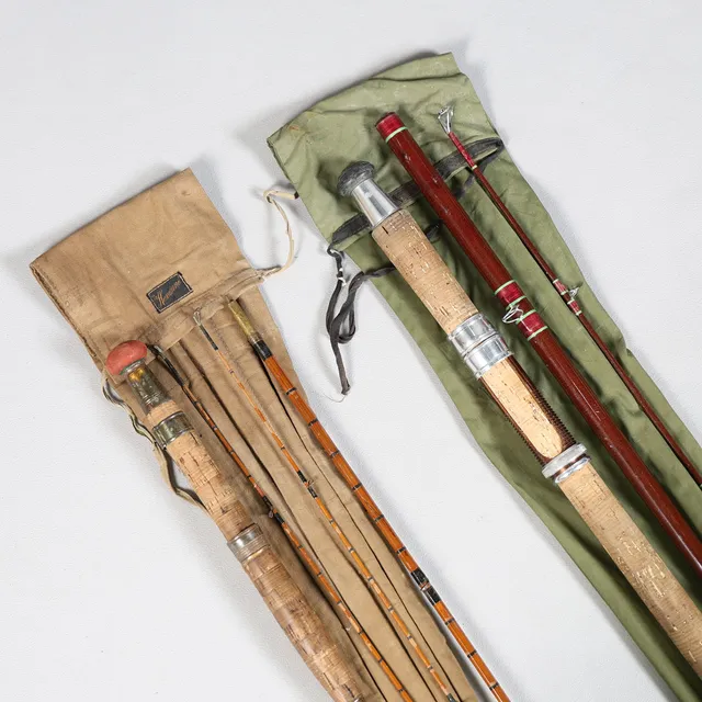 AN A.W. PICKARD "THE OBVIOUS" 13' SALMON FLY ROD, A "HEXACANE" 9' FLY ROD (2).