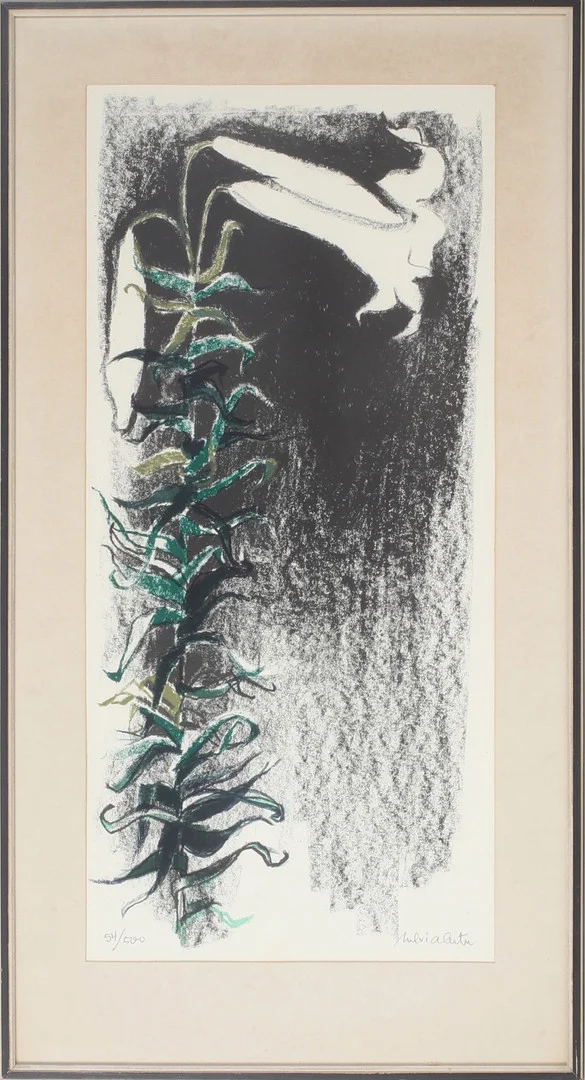 SILVIA LEITU. Lilja, litografi, signerad och numrerad 54/500. — Engravings & Prints — Stadsauktion Sundsvall