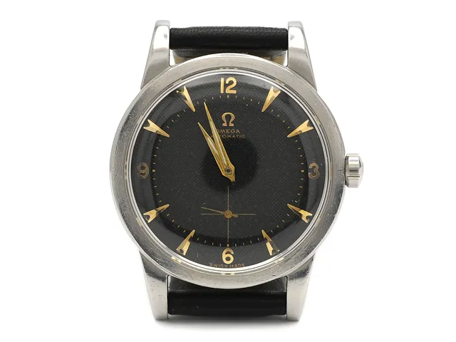 OMEGA, Seamaster, Cal 342, Serie nr. 12420520, Ref nr. CK 2693, Boett nr. 2693-8, herrur, 36 mm, stål (staybrite), hammarautomat, plexiglas, liten sekundvisare, skadad urtavla, läderband, ca 1950.