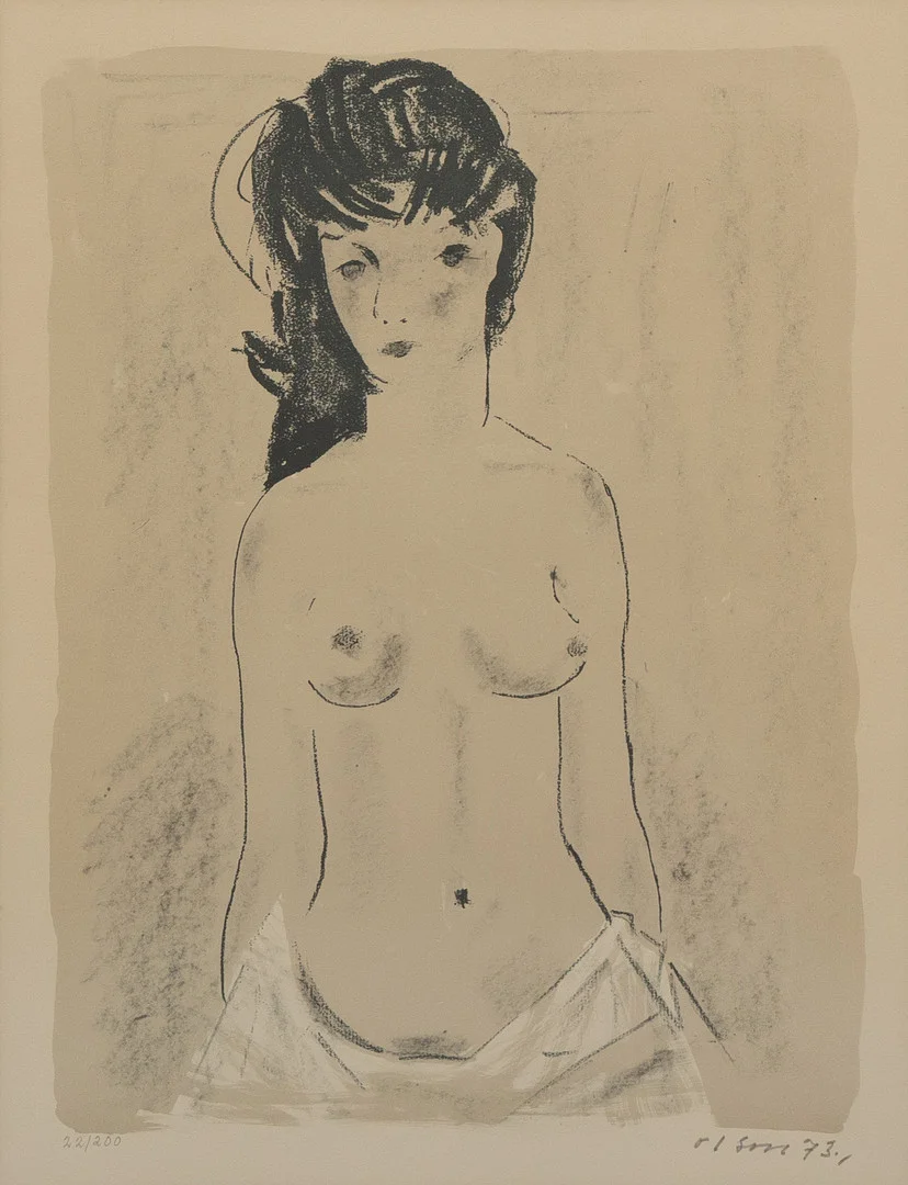 OVE OLSON. Modell, litografi nr 22/200 signerad och daterad -73. — Engravings & Prints — Garpenhus Auktioner