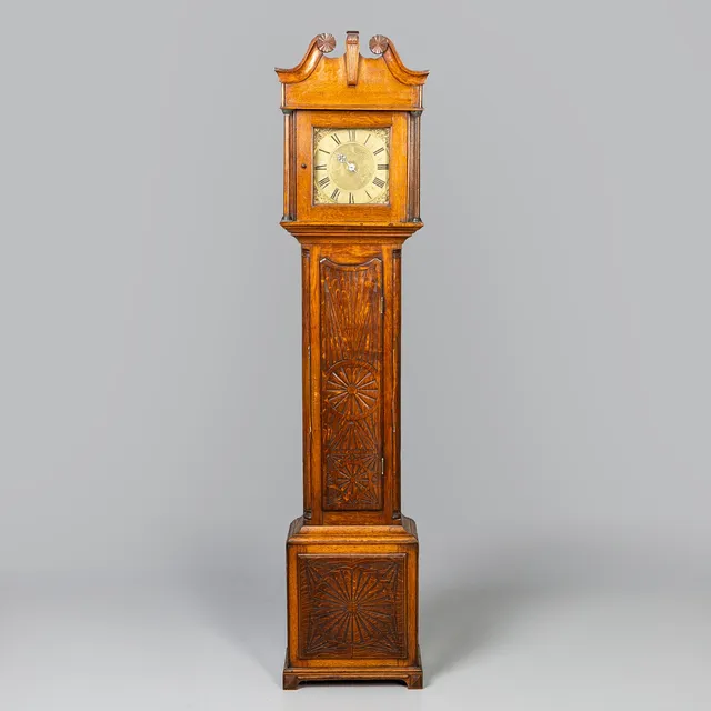 S MOORE TENKSLEY OAK LONGCASE CLOCK.