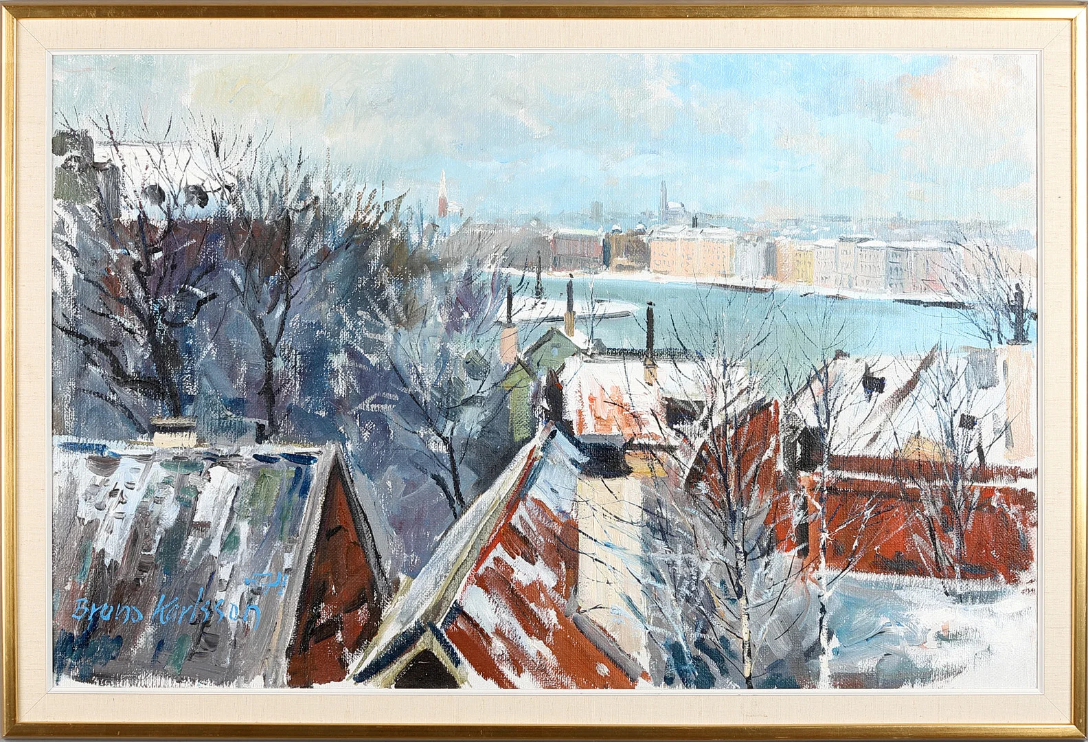 BRUNO KARLSSON. Utsikt över Stockholm från söders höjder. — Paintings — Crafoord Auktioner Stockholm