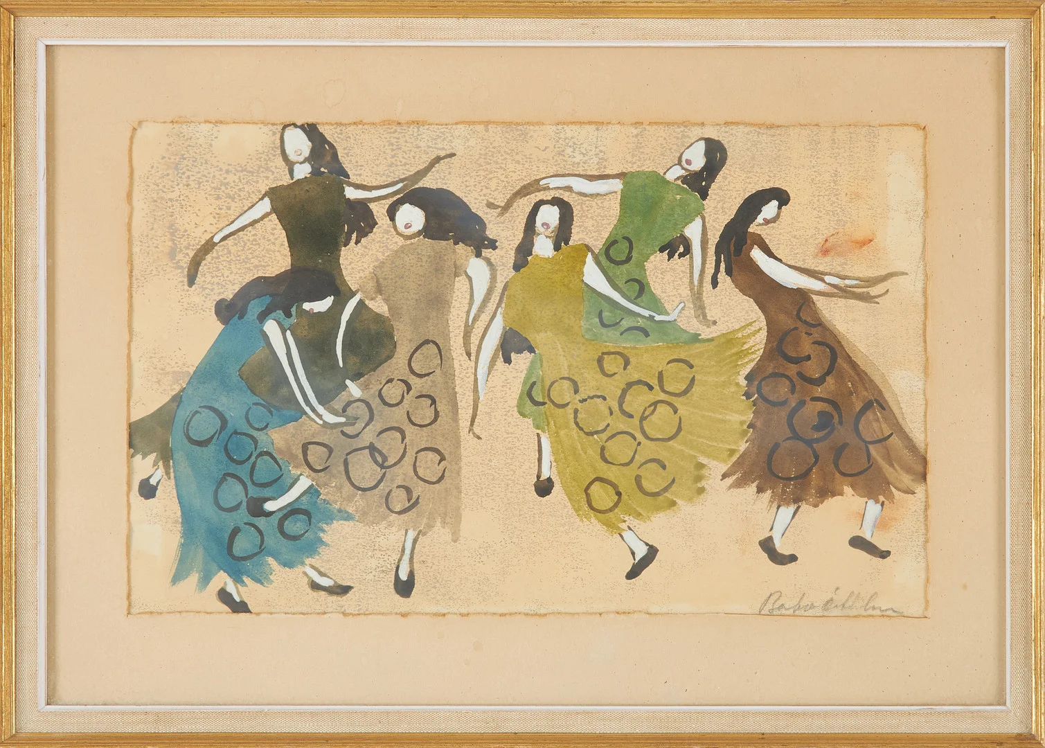 BARBRO ÖSTLIHN. Dansande kvinnor, gouache akvarell på papper, signerad i blyerts. — Paintings — Stockholms Auktionsverk Sickla